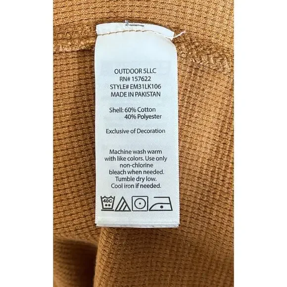 Eddie Bauer Waffle Knit Shirt Mens Size Small Orange-Brown Crew Neck Long Sleeve - Picture 4 of 9